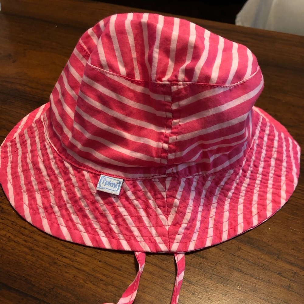 Iiplay little pink and white striped sun hat for 6-18 months